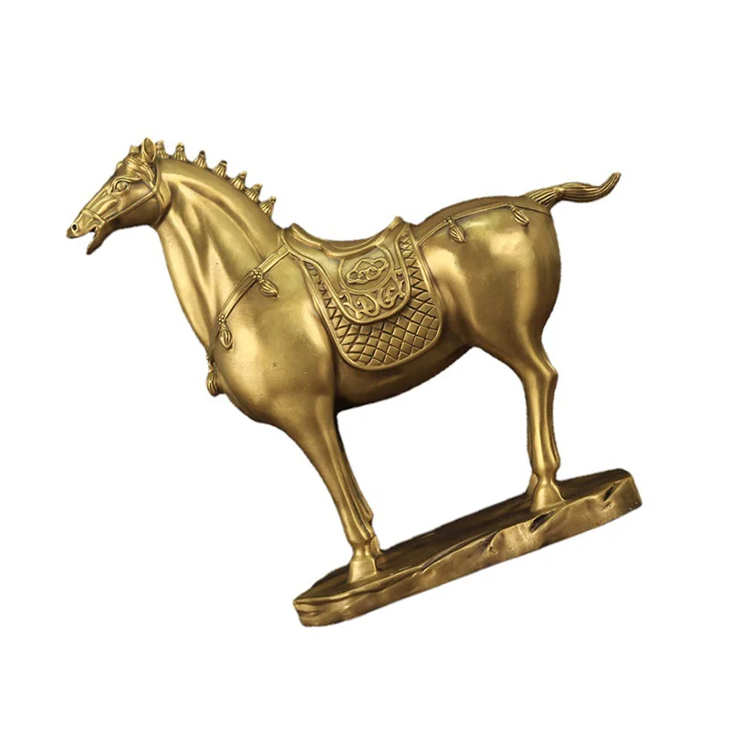 Manufacture multicolour Christmas art table top decoration handicraft golden copper generals horse ornaments