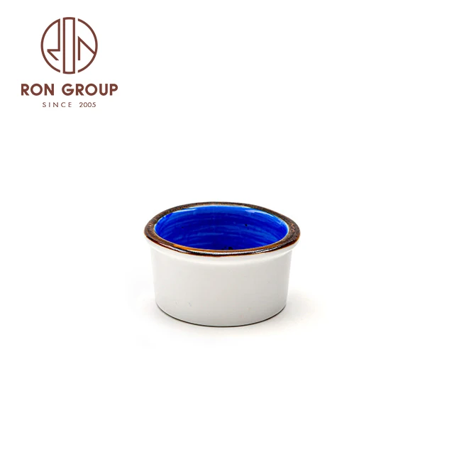 Креативный дизайн моды 4 дюйма краситель-реагент синий керамическая круглая форма блюда соевого соуса погружения чаши японский маленькая тарелка для суши