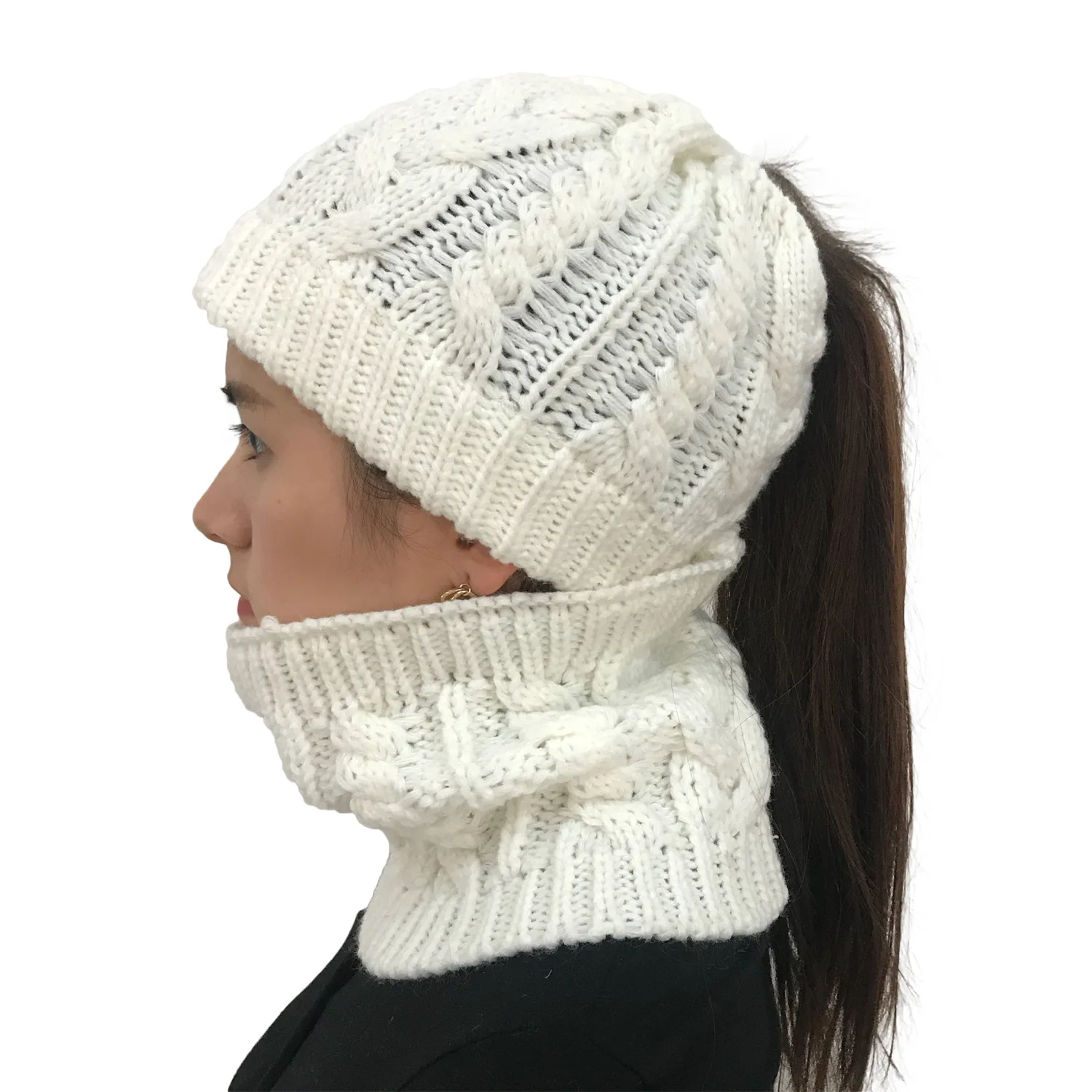 
Fashion winter knit hat and scarf set for women 