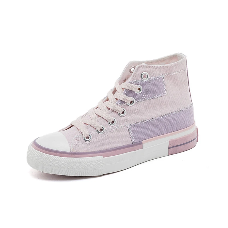 High Cut Women Canvas Shoes Rubber Outsole Fashion Color Match Harajuku Style