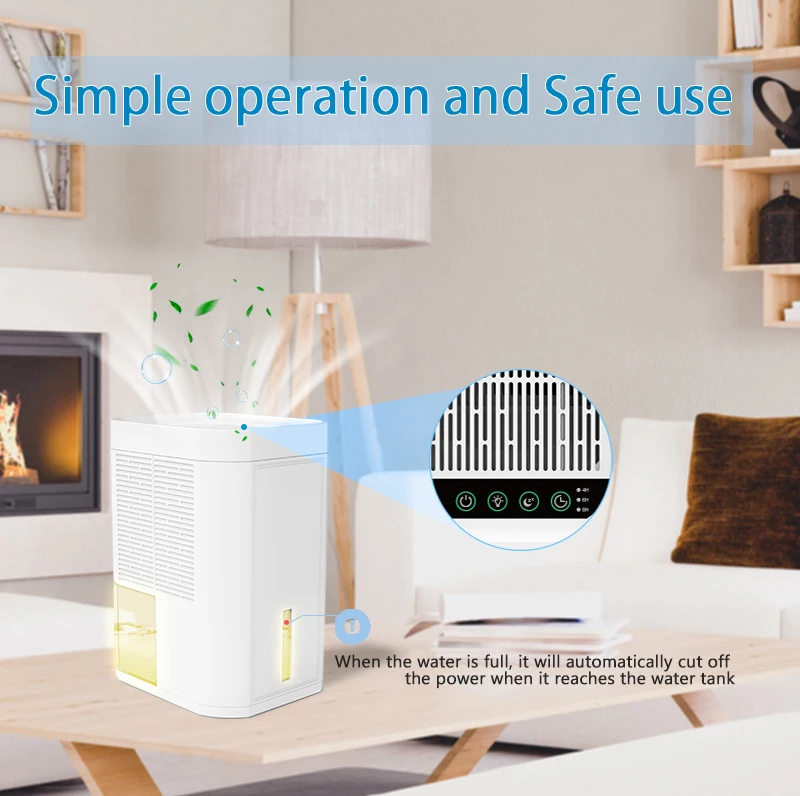 MD307A  Mini Electric Dehumidifiers Moisture Remover Ultra Quiet Moisture Absorbent Dehumidifier Color RGB for Home