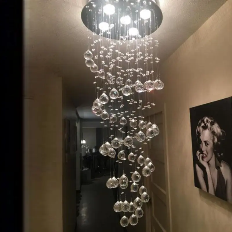 Indoor villa staircase long Chandeliers Pendant Lights Wedding Decoration Crystal Ball Line Chandelier Ceiling Lamp