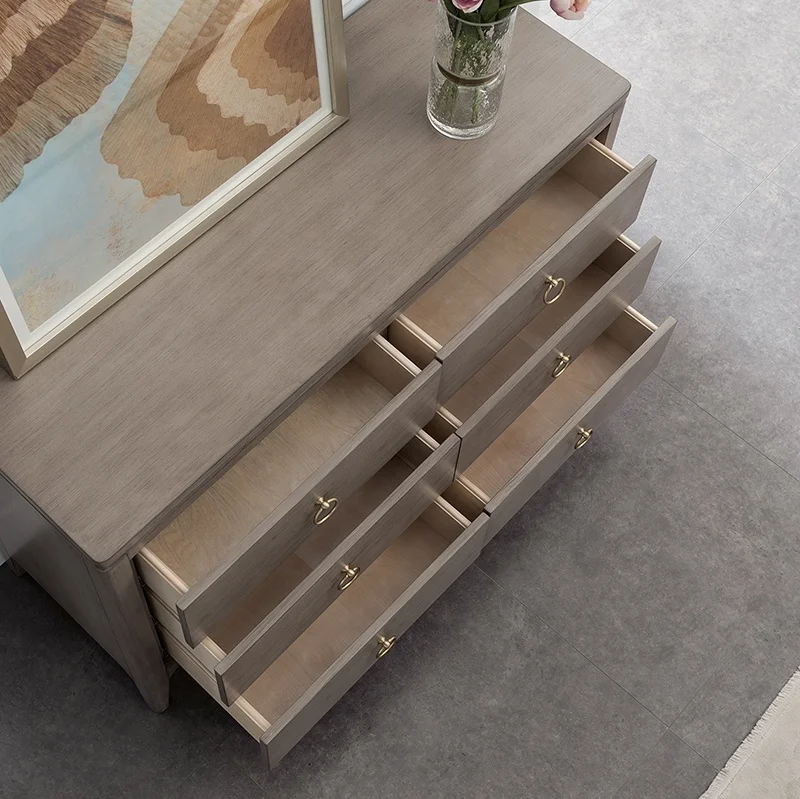 American Light Luxury Into the Foyer Entryway Six-drawer Cabinet Storage Cabinet Wooden Bedroom Against the Wall