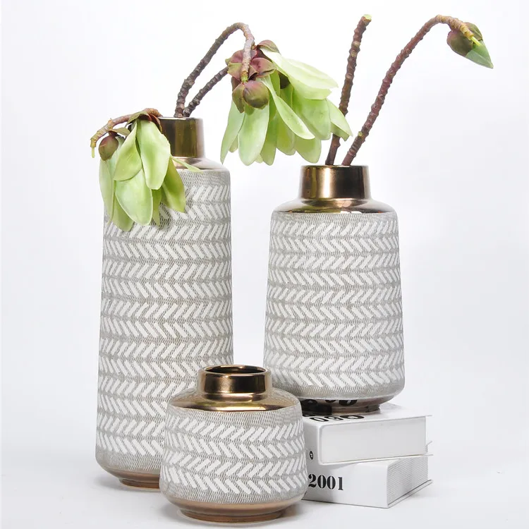 New metallic glaze home decoration accessories modern luxury vases home interior decor for home decor