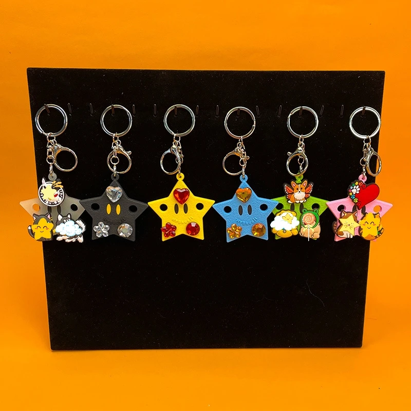 EVA design Custom star keychain Wholesale with Hole color Star Silicone Key Ring 2D Rubber shoe charms DIY Personalized KeyChain