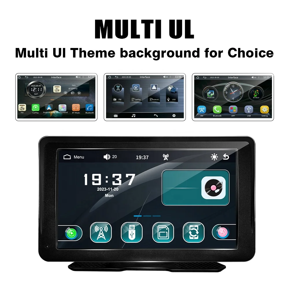 DIY 7inch wireless portable navigation display portable wireless carplay android auto car radio video player