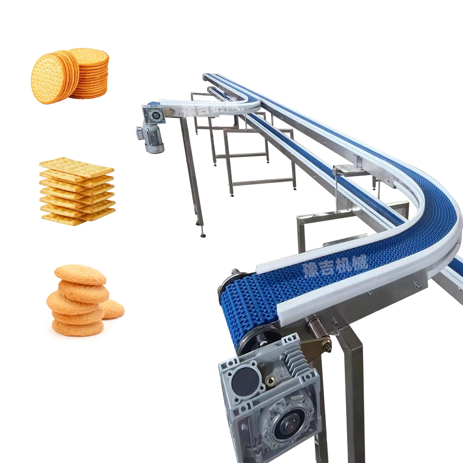 Factory customized food grade plastic plate chain conveyor for carton, beverage, cookie conveying