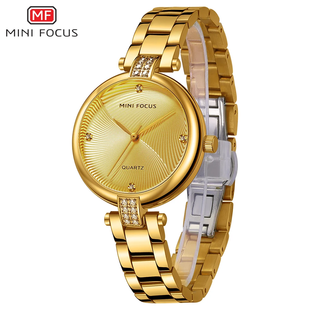 Mini Focus MF0310L Ladies Watch Gold Face Wrist Watch Japanese Movement Quartz Watch