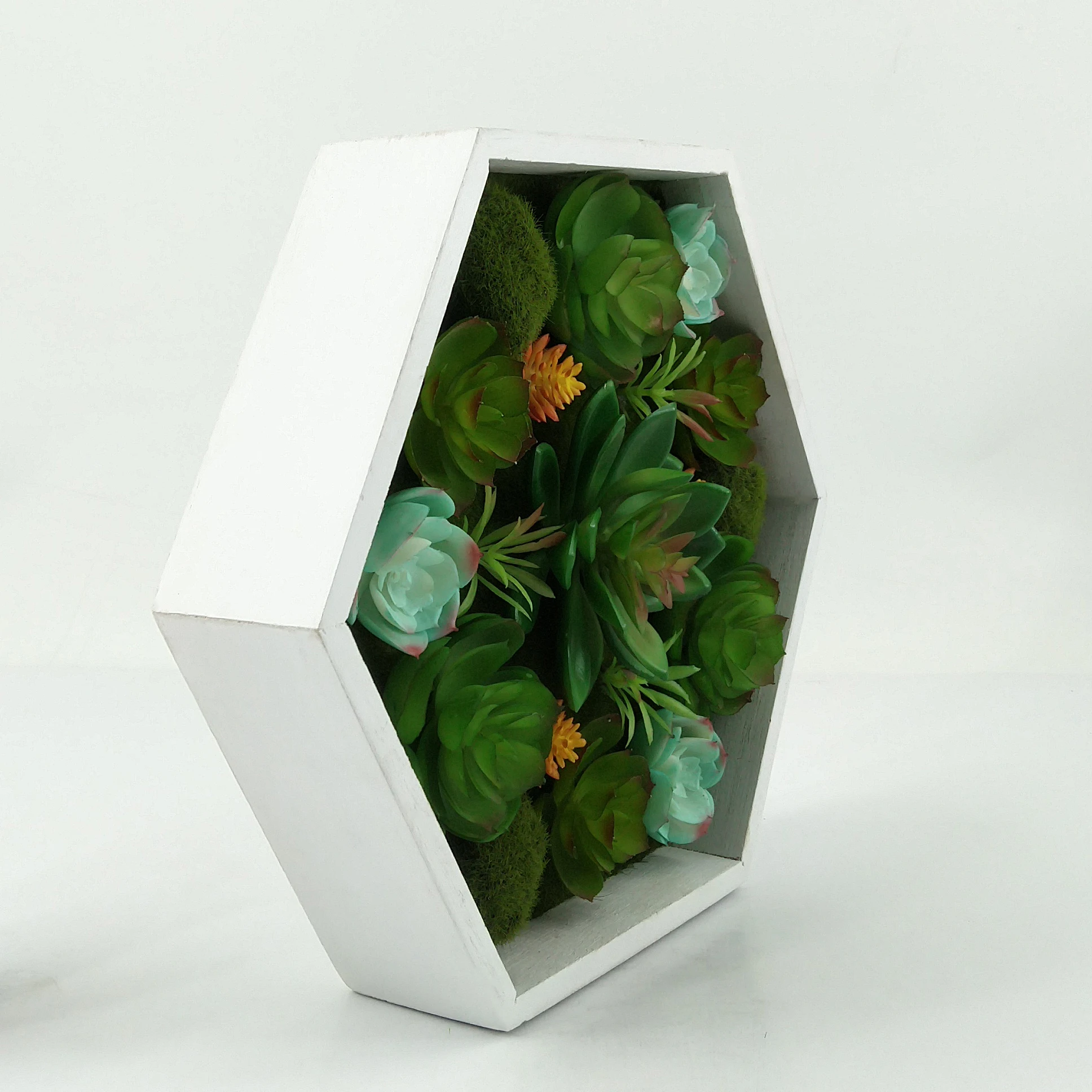 European-style rectangular wall-mounted 3d home decoration photo frame artificial Succulents plant greenery