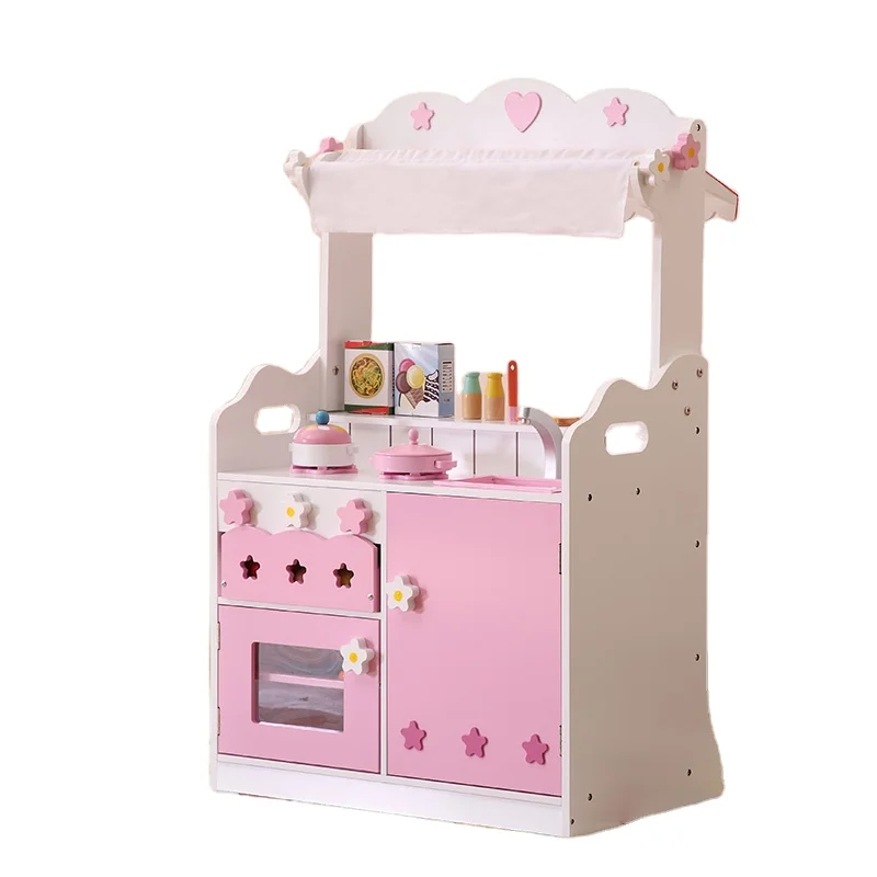Hot Sale Modern Big Kitchen Set Toys Customize Girls Educational Toys Pretend Play Furniture Wooden Kitchen Toys For Kids