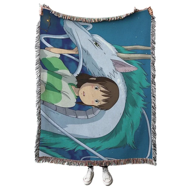 Anime Demon woven jacquard Dragon ball tapestry tassel blanket