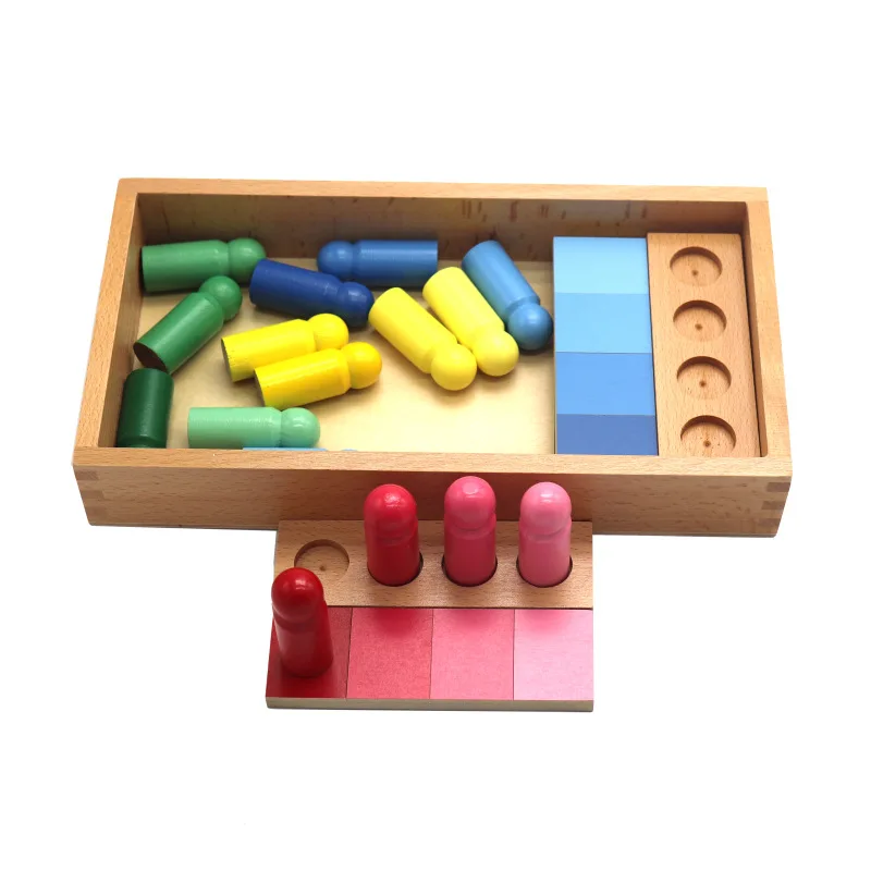 Montessori kindergarten colors correspond wooden teaching AIDS wooden Puzzle early Education Center