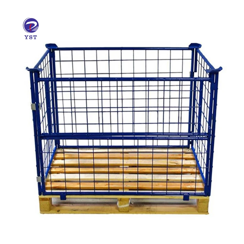 Customized industrial warehouse collapsible frame retention wire metal units storage cage