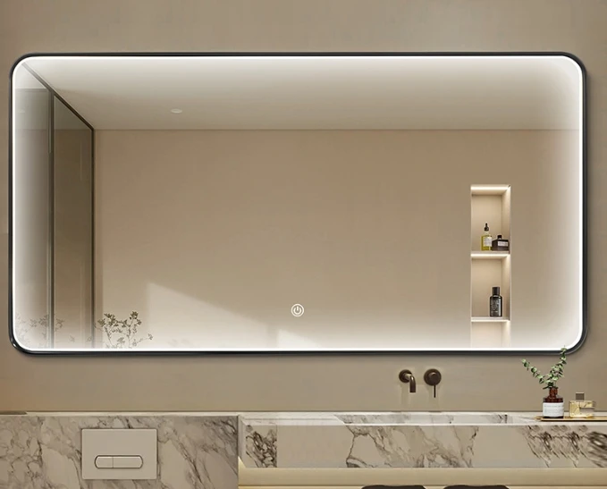 Hot sale hotel home rectangular 24x36 28x40 60x90cm touch screen backlit mirror