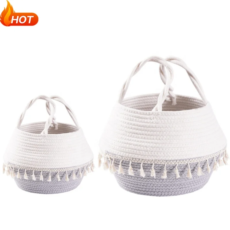 2023 New Design Cotton Crochet Storage Basket Toy Storage Baskets Macrame Bowl Crochet Rope Woven Basket