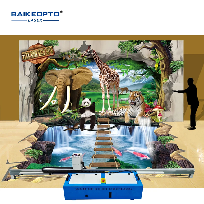 Portable Unlimited Width Direct To Mural Rendering Cmykw Inkjet Background 3D Two-in-one wall printer