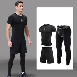 High Quality 2022 Custom Men Gym Wear Stretch Running Sweatsuit Compression Sports Wear 5 Pieces Training Wear