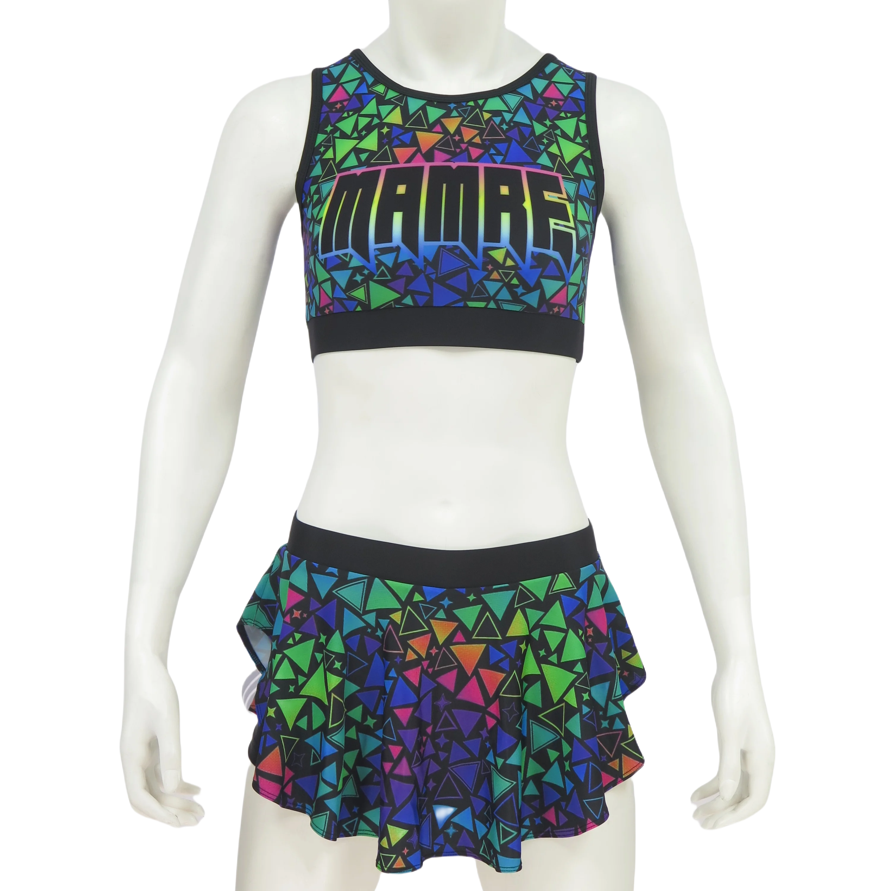 Colorful light weight best price cheerleading practice wear crop top and butterfly skirts