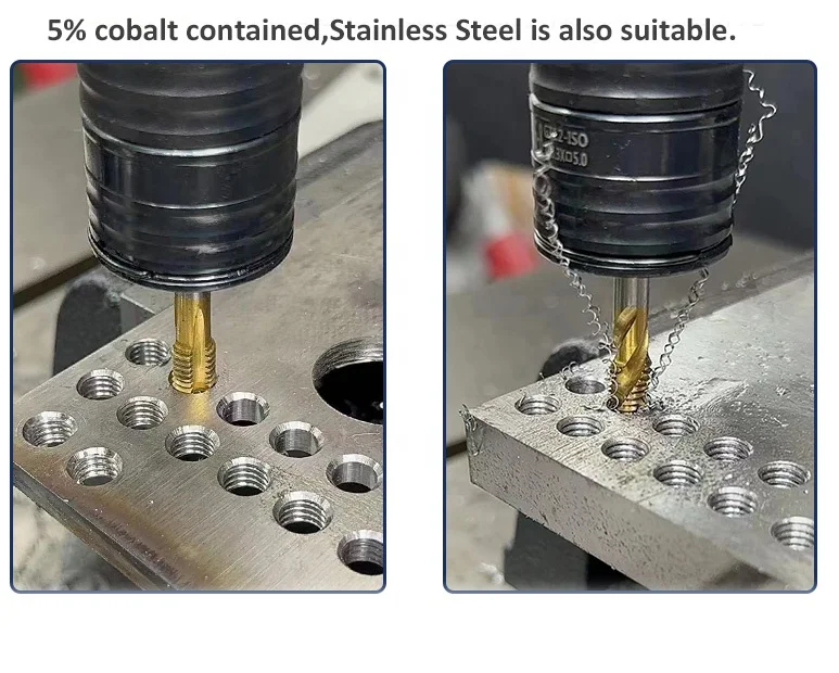 High Quality HSS-Co Cobalt Metric Screw Threading Machine Tap Threading Straight Spiral Flutes Tap HSS Machine Cobalt Spiral Tap