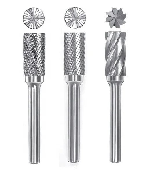 Standard Cut Tungsten Carbide Cutter Blade Rotary Burrs  Cylindrical Carbide Drill Bits From RUIIXIN TOOLS