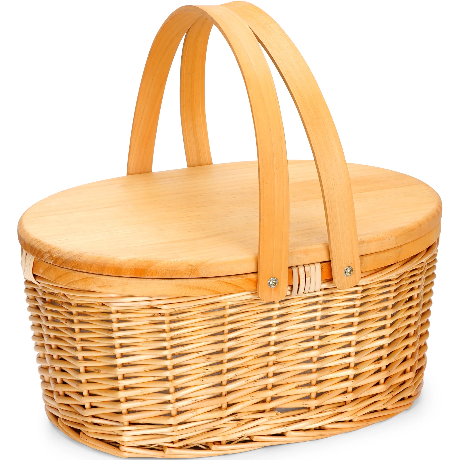 Wicker Picnic Basket Cooler with Portable Picnic Wine Table