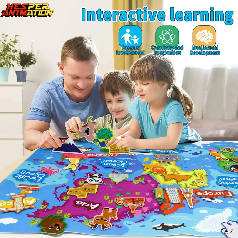 2024 Kids Educational Education 3D Felt Story Board New Arrival Toddler Montessori World Animal Cartoon Busy Board