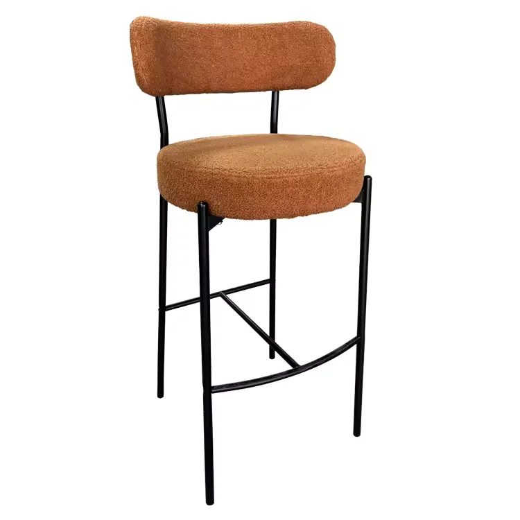 Restaurant Bar Furniture Luxury Metal Legs Soft Cushion Velvet Bar Stool Chair Kitchen Bar Tall Chairs