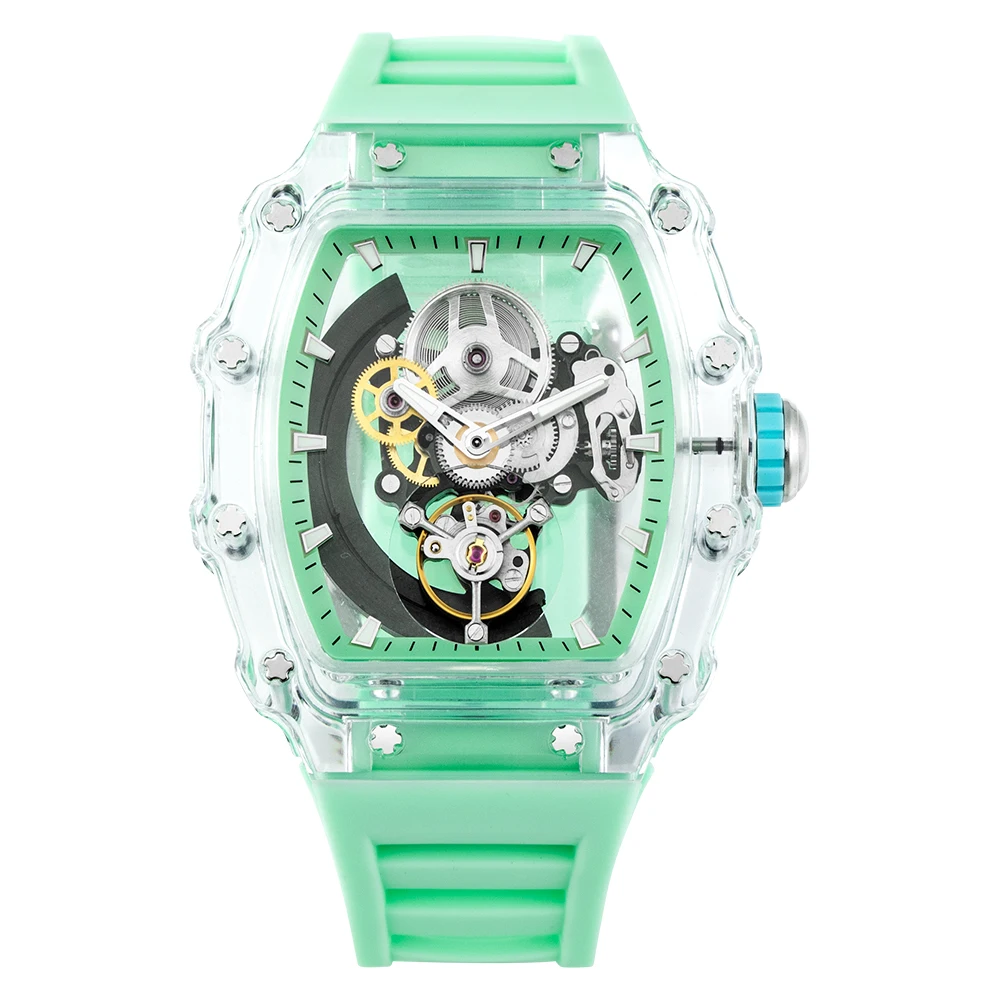 Men watch Chinese Movement Wrist Watch with Transparent ABS Case Automatic Mechanical movement