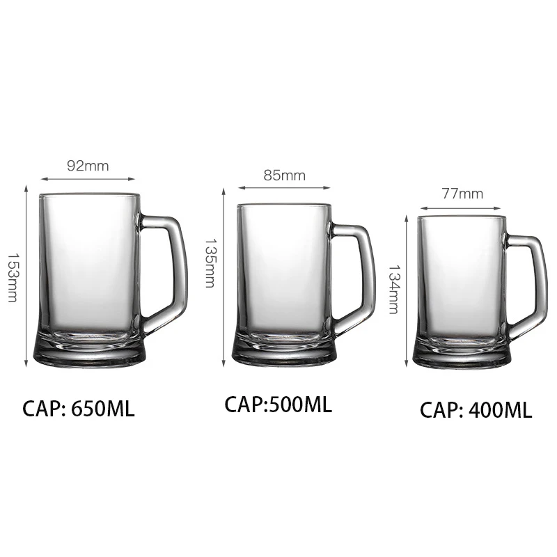 Cheap price Beer Glass Custom Logo Clear  juice Cup with Handle Craft Beer Glass