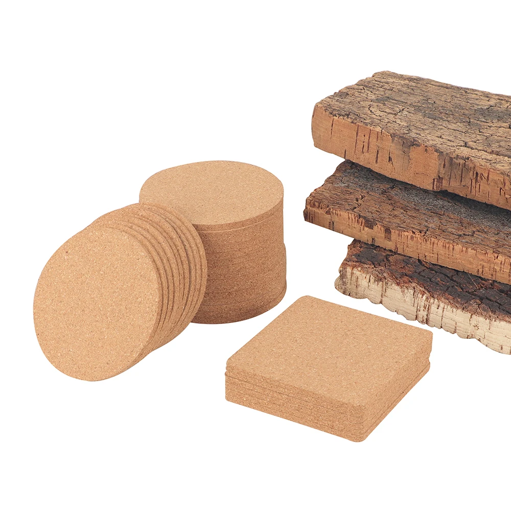 Wholesale Nature Color Blank Customized Drink Cork Placemats and Cork Coaster with Paper Box
