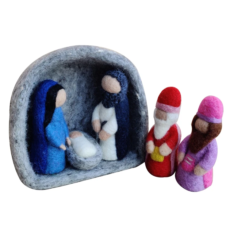 Шерстяное войлочное ремесло ручной работы, вязаный набор колючей ручной работы, кукла для валяния на заказ, набор игрушек из Непала для украшения дома