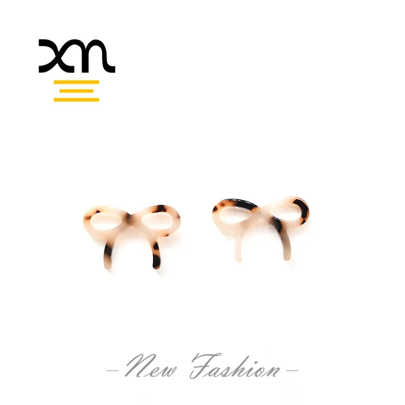 hot selling oem statement women epoxy resin acrylic earring minimalist korean bowknot tortoiseshell girl earrings cute wholesale