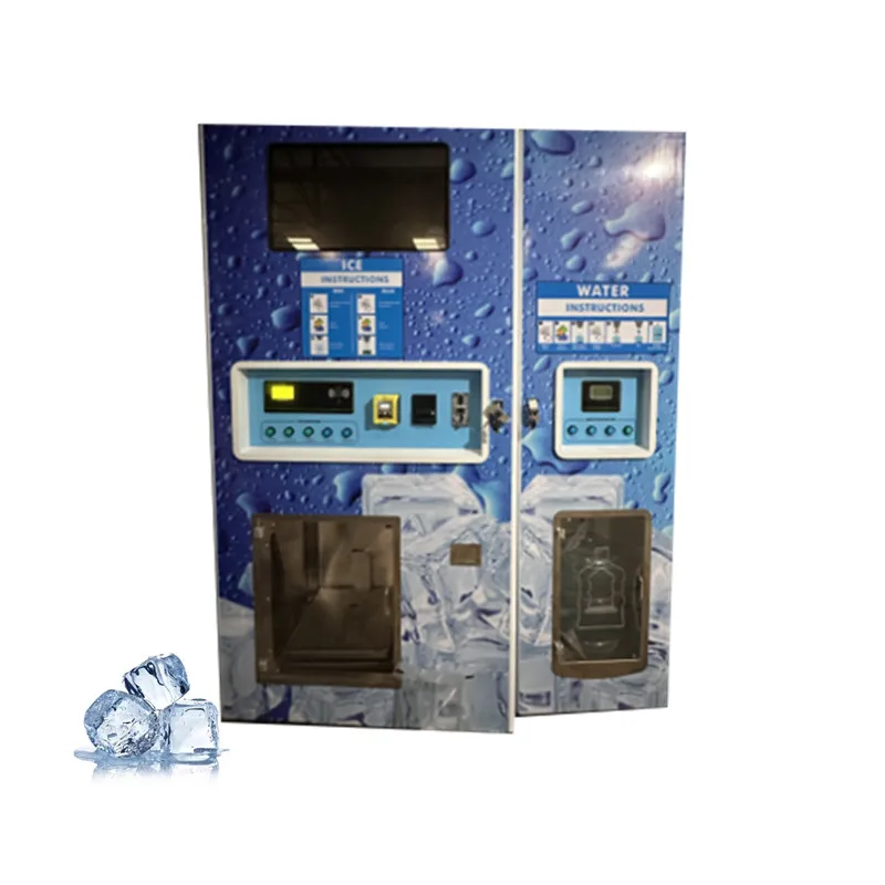 Outdoor Ice Block Maker And Purified Water Vending Machine With Auto Bagging