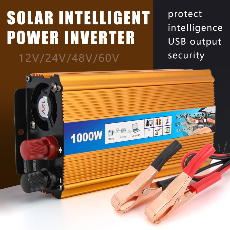Factory directly sell golden shell color power inverter DcTo Ac 1000W inverter for home office use