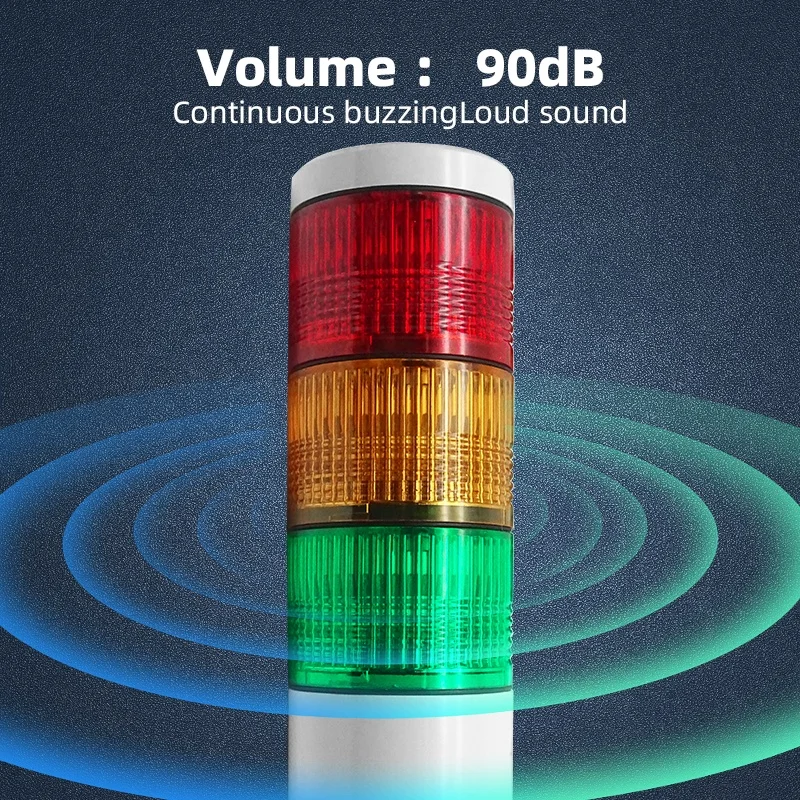 BENLEE IP65 Waterproof LED Signal Tower Light with Custom Logo 24V Buzzer/Flashing Stack Warning Light Tower Custom Pole Length