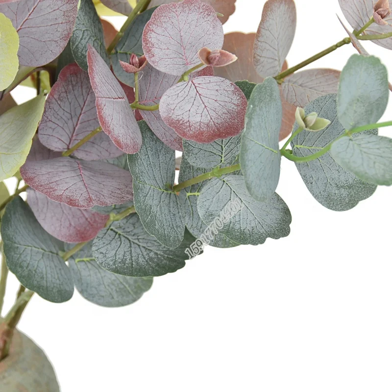 High quality Realistic 3 head decoration leaves Artificial eucalyptus plant for decor