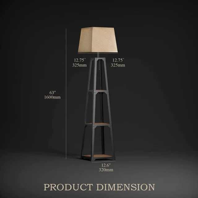 Cheap Modern Luxury Floor Lamp With Shelf White Lampshade Wooden Floor Lamps For Living Room Bedroom Hotel Office Classic Black
