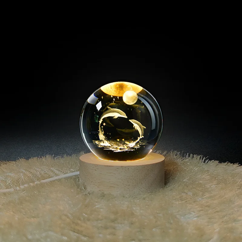 3d Art crystal ball night lamp luminous crystal ball decoration led night lights desktop home decor crystal ball lamp