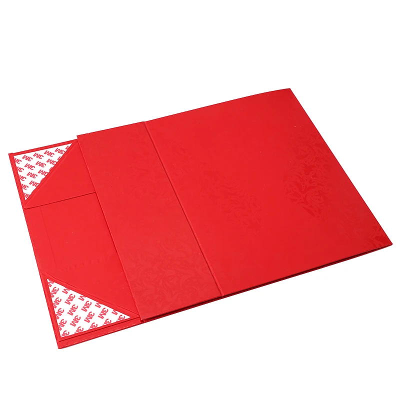 Custom Luxury Folding Magnetic Gift Box Red Foldable Magnet Hard Rigid Cardboard Packaging Box Clothing Shoe Paper Box