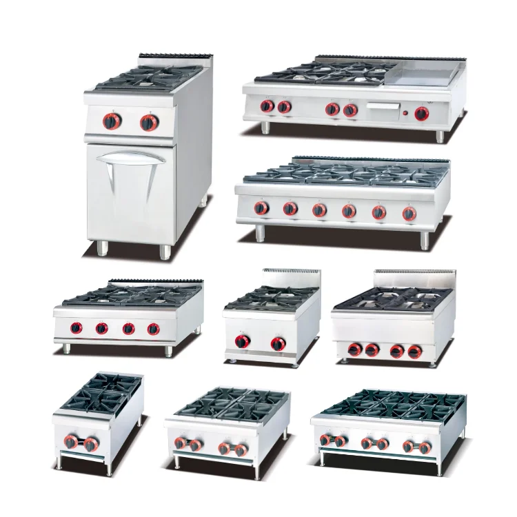 4 6 burner restaurant cook machines kitchen equipment gas stove stand range with oven price Industrial Commercial lpg gas cooker