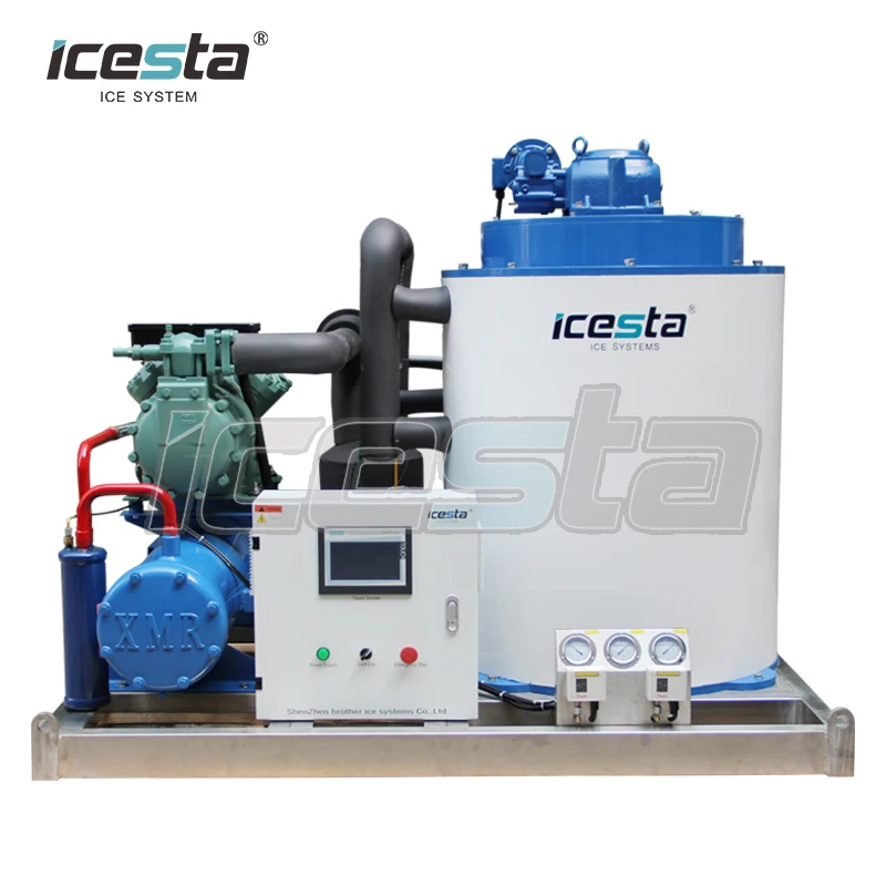 Icesta Quality 5000kg/Day Water Cooled Flake Ice Maker with PLC Controller