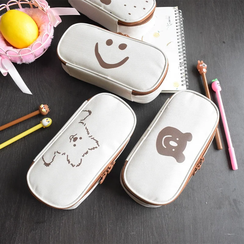 Promotion Custom LOGO minimalist Canvas Zipper Makeup Bag Stationery bag pencil case