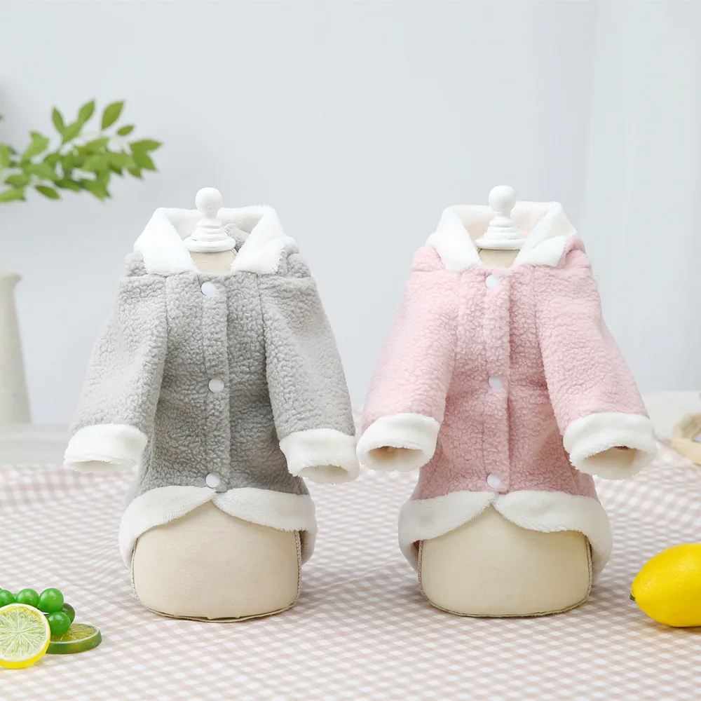 Thickened bear hoodie pet sweater pet dog autumn winter cute dog clothes pink gray dog outfits for pet store