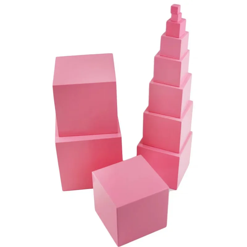 Winning Montessori Educational Toys Teaching Aids Wooden Toy Equipment Pink Tower Game For Children