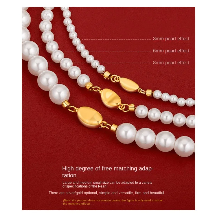 Wear pearl necklace buckle accessories rope beaded special line sterling silver 925 yuan buckle bracelet button diy material