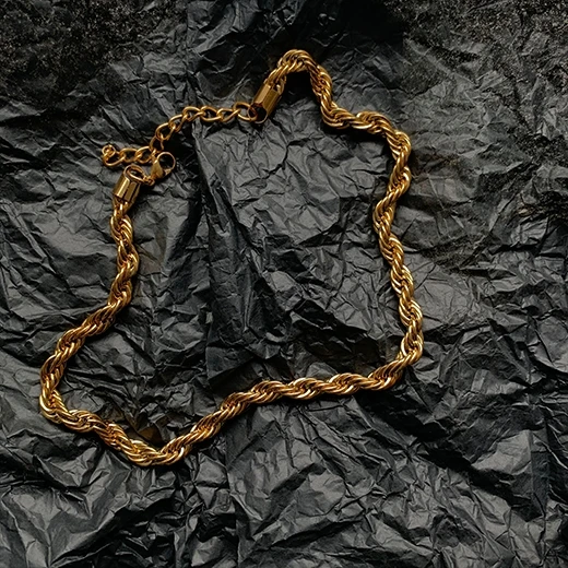 Hot Sales Stainless Steel 2MM 3MM 4MM 5MM 6MM Gold Plated Rope Chains Twist Chain Gold Chunky Rope Chain Necklace For Men Women