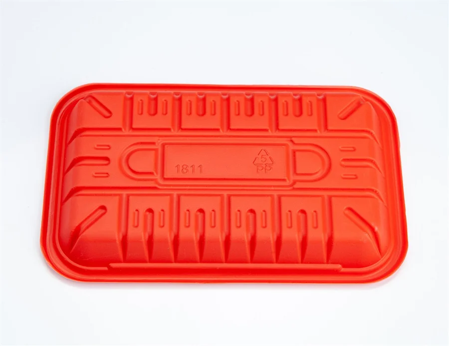 Rectangular shape colorful plastic trays for fresh meat and vegetables