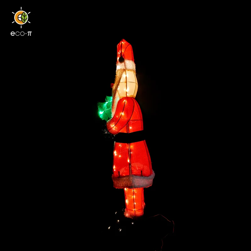 Solar USB charging outdoor waterproof Christmas decoration 3D SANTA WITH TREE Christmas led lights
