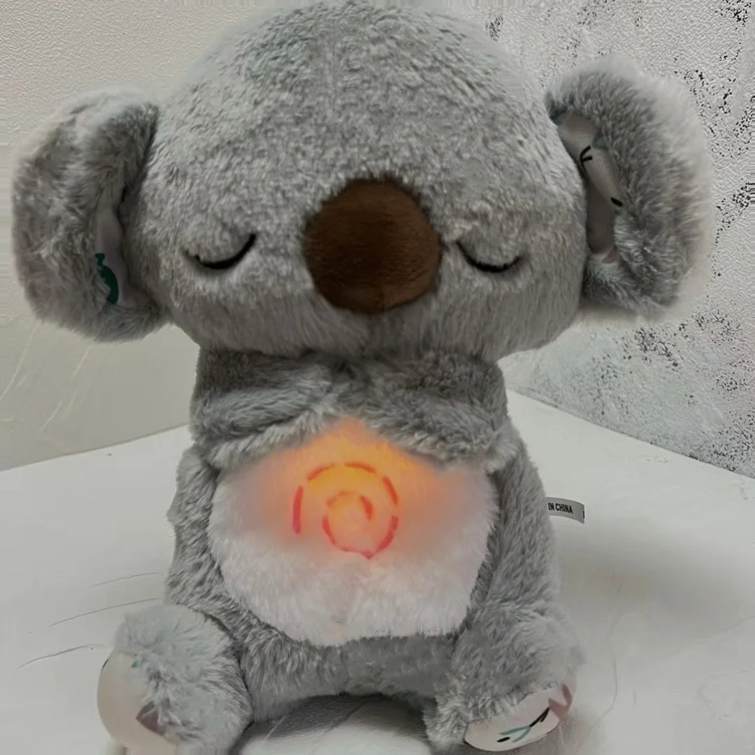 Small Cute Otters Bear Teddy Bear Stuffed Animal Toy Soft Soothing Sleepable with Breathe Music PP Cotton Filled to Accompany