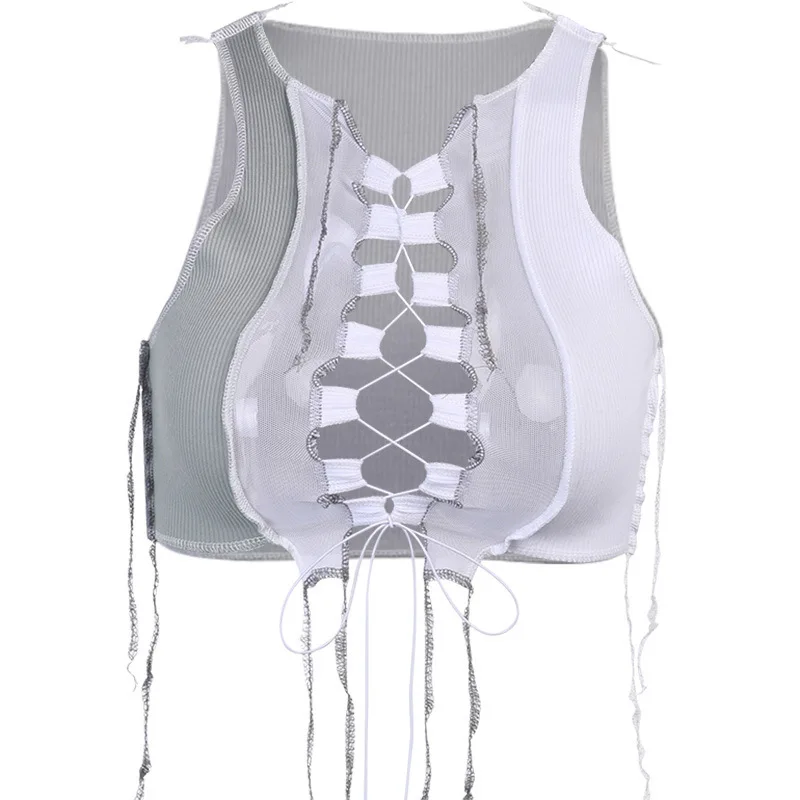 
Fashion 3 Style Crop Top meshed hollowed Out tshirt Irregularity Casual sexy summer top club tops for women 2021 